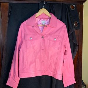 Beautiful Faux Leather Pink Jacket Size L